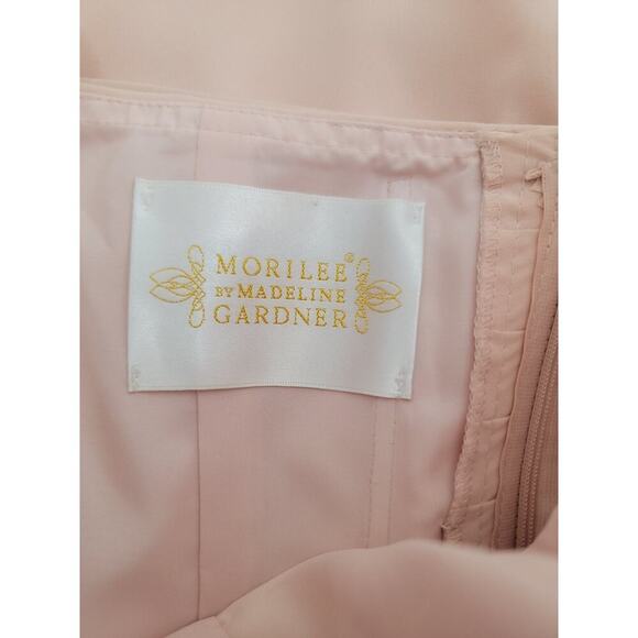 Morilee Madeline Gardner 8 babydoll Mini Dress One shoulder Layered Blushed - Picture 7 of 8